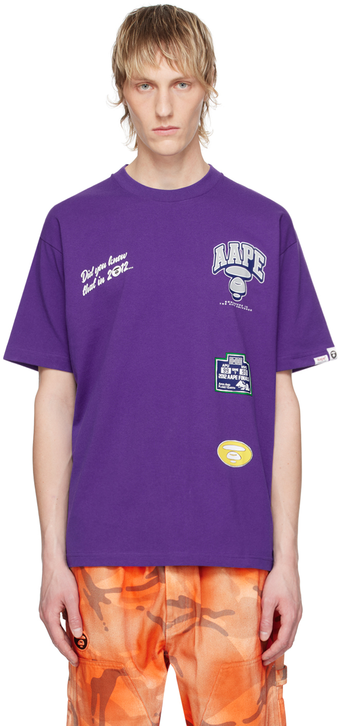 Shop Aape By A Bathing Ape Purple Theme T-shirt In Ppx Purple