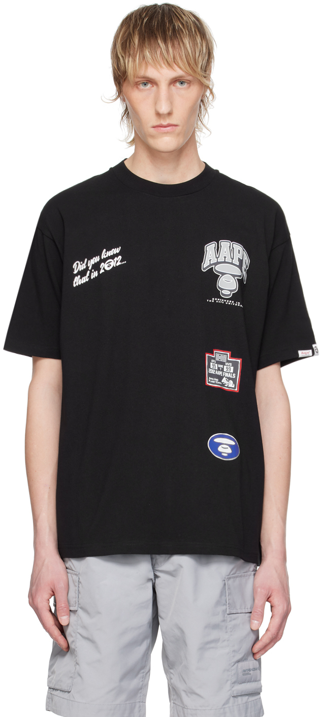 Shop Aape By A Bathing Ape Black Theme T-shirt In Bkx Black