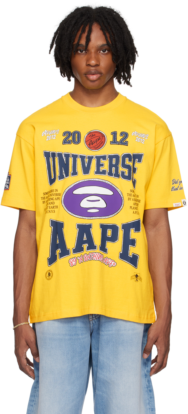 Shop Aape By A Bathing Ape Yellow Theme T-shirt In Yex Yellow