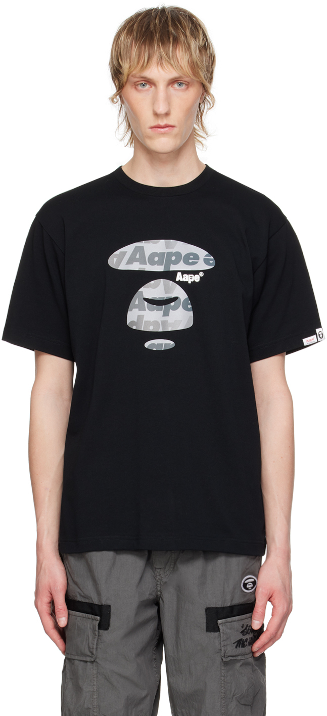 Shop Aape By A Bathing Ape Black Printed T-shirt In Bkx Black