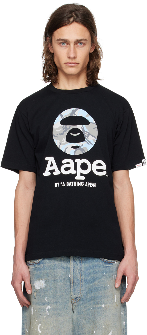 Aape By A Bathing Ape Camo Moon Face Cotton T-shirt In Black