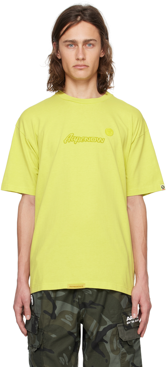 Aape By A Bathing Ape Yellow Embroidered T-shirt In Yen Yellow (beige)