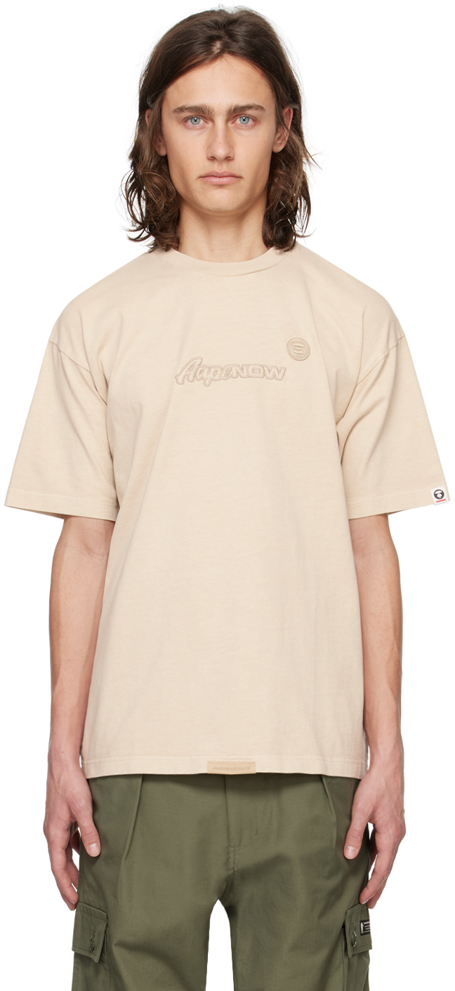 Aape By A Bathing Ape Beige Embroidered T-shirt In Bgl Light Beige