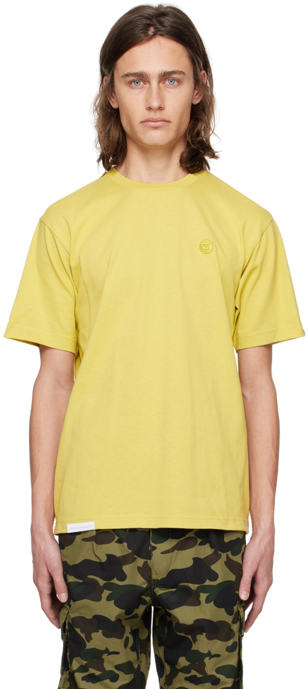 Aape By A Bathing Ape Yellow Embroidered T-shirt In Yee Yellow (grey)