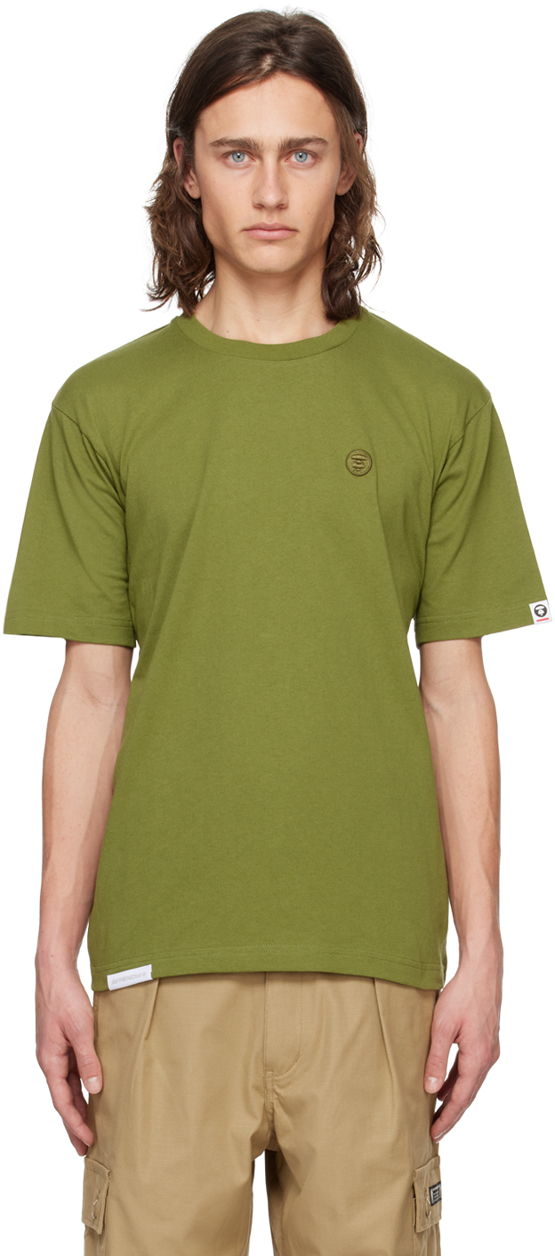 Aape By A Bathing Ape Logo-embroidered Cotton T-shirt In Khr Khaki (yellow)