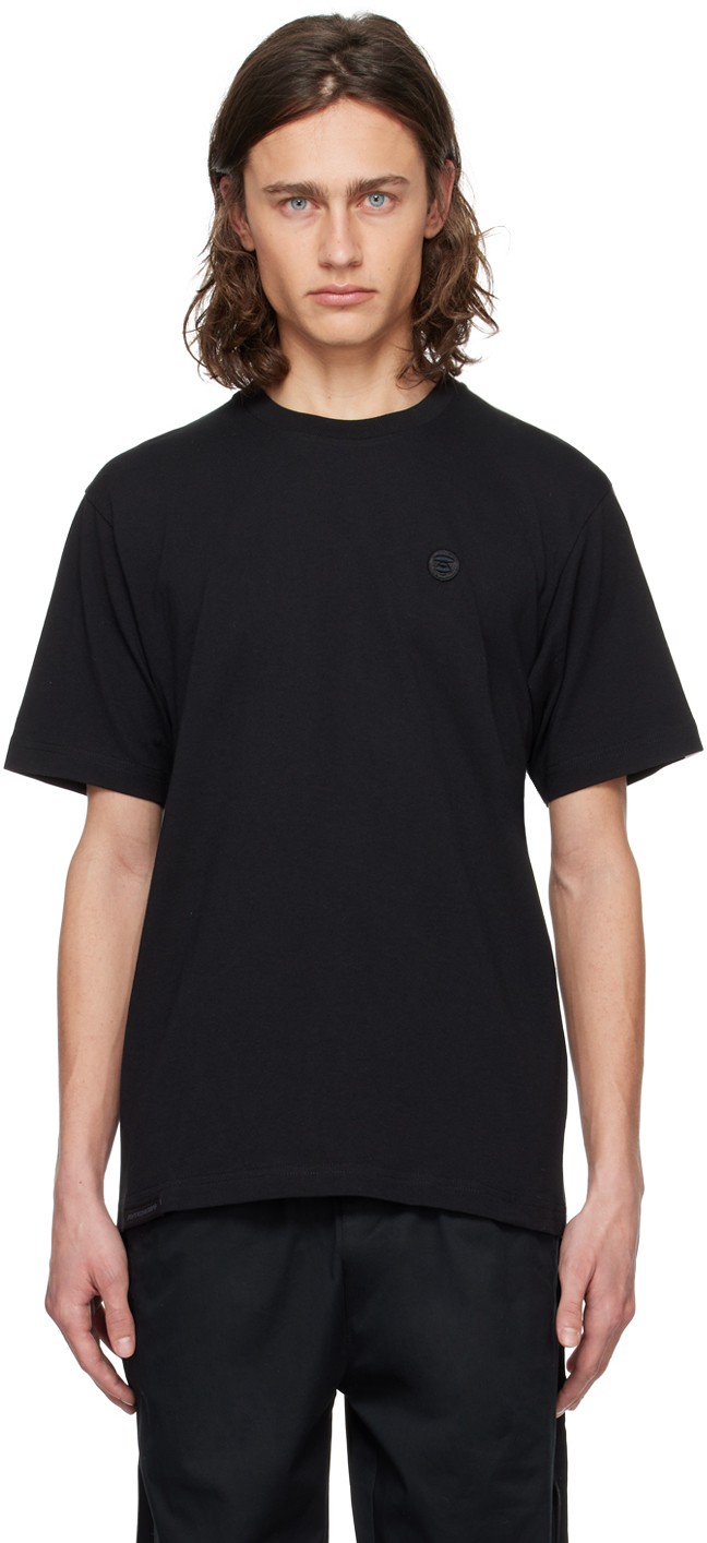 Shop Aape By A Bathing Ape Black Embroidered T-shirt In Bkx Black
