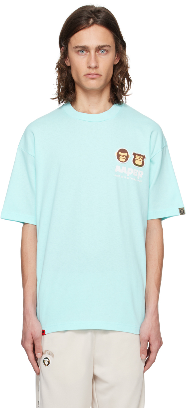 Aape By A Bathing Ape Blue Patch T-shirt In Blr Blue (yellow)