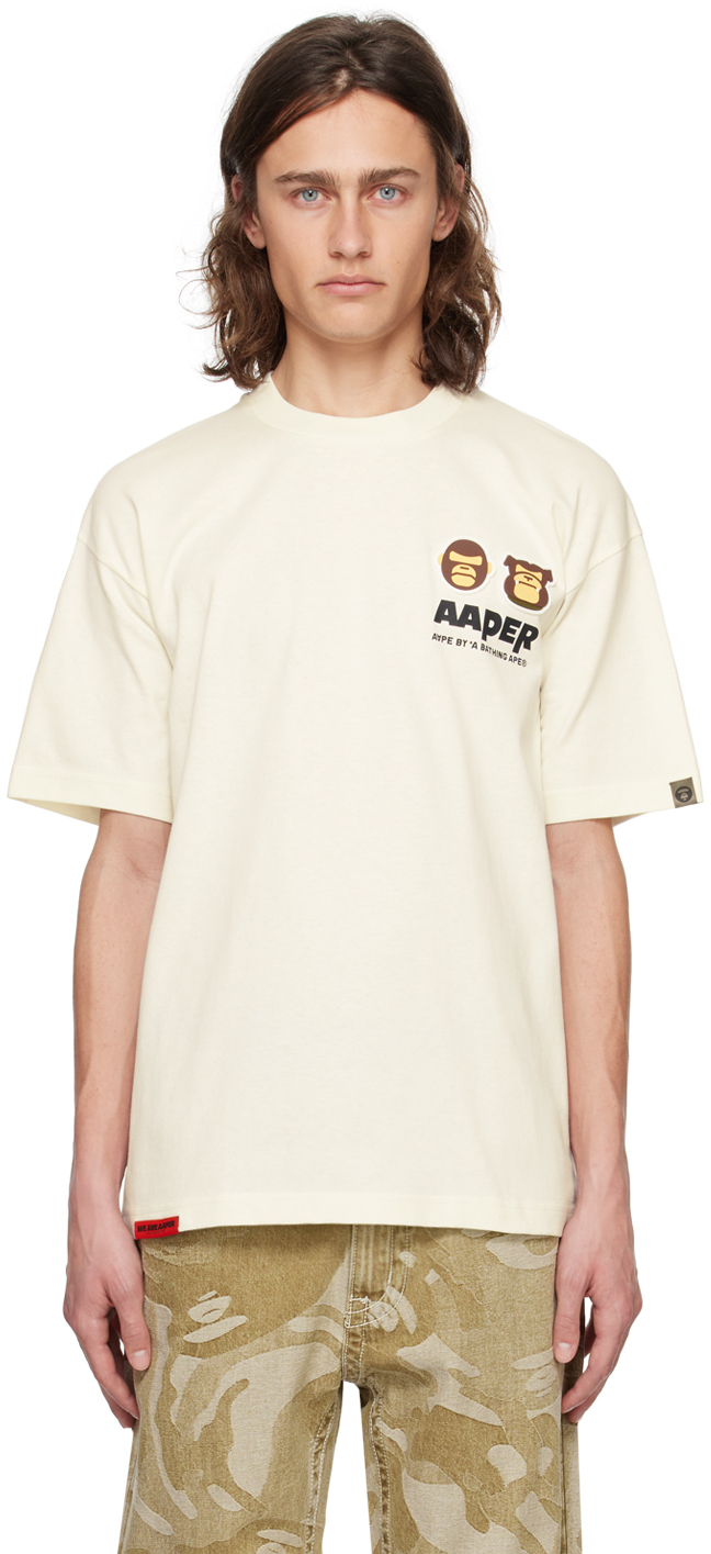Aape By A Bathing Ape Off-white Patch T-shirt In Ivx Ivory