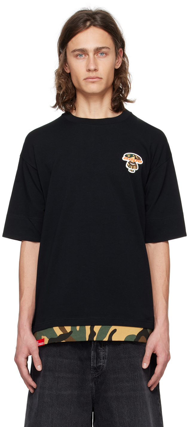 Aape By A Bathing Ape Black Layered T-shirt In Bkx Black