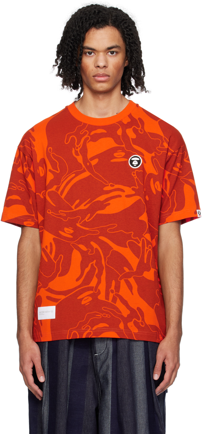 AAPE by A Bathing Ape: Orange Camouflage T-Shirt | SSENSE