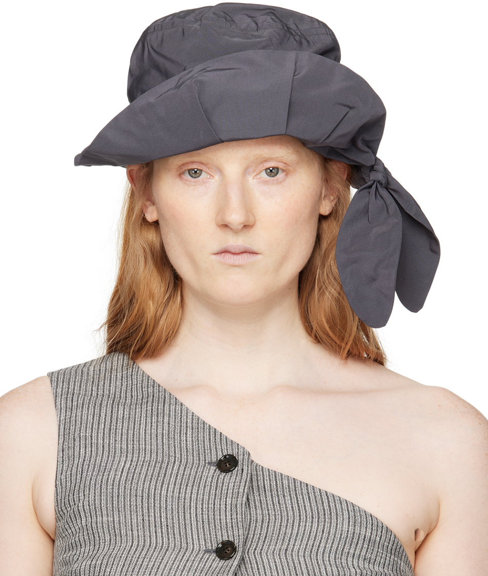 Shop Strongthe Gray Knot Structured Beret In Dark Grey