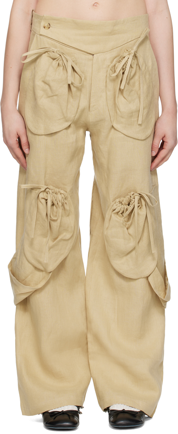 Shop Strongthe Beige Pouch Trousers