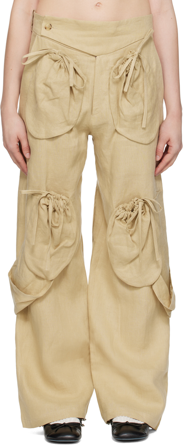 Beige Pouch Trousers