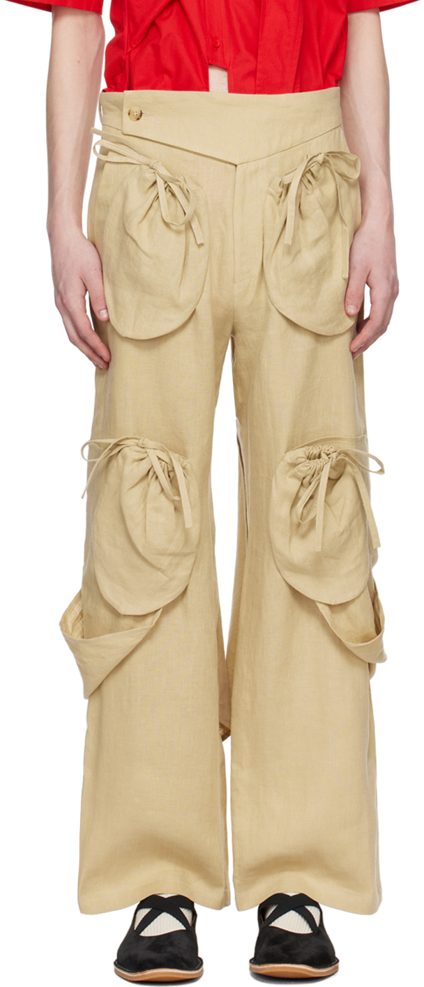 Shop Strongthe Beige Pouch Cargo Pants