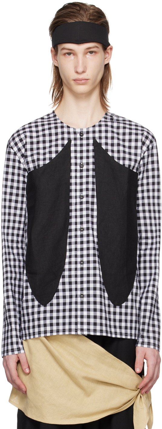 Shop Strongthe Ssense Exclusive Black & White Wasp Shirt In Checked/black