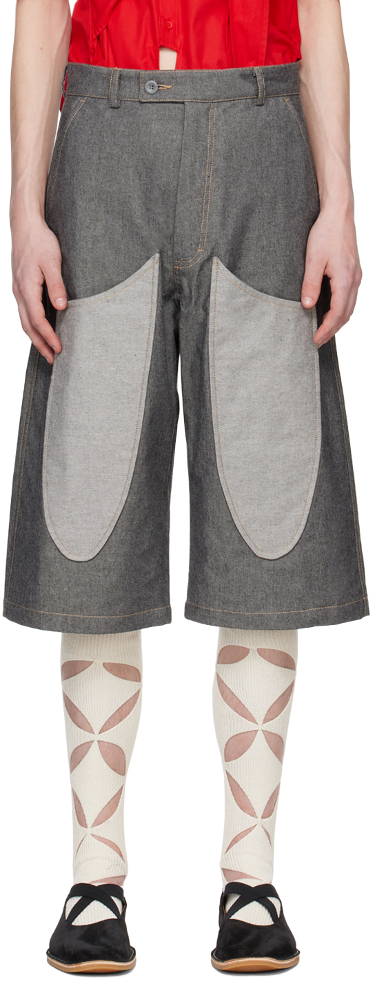 Gray Wasp Denim Shorts