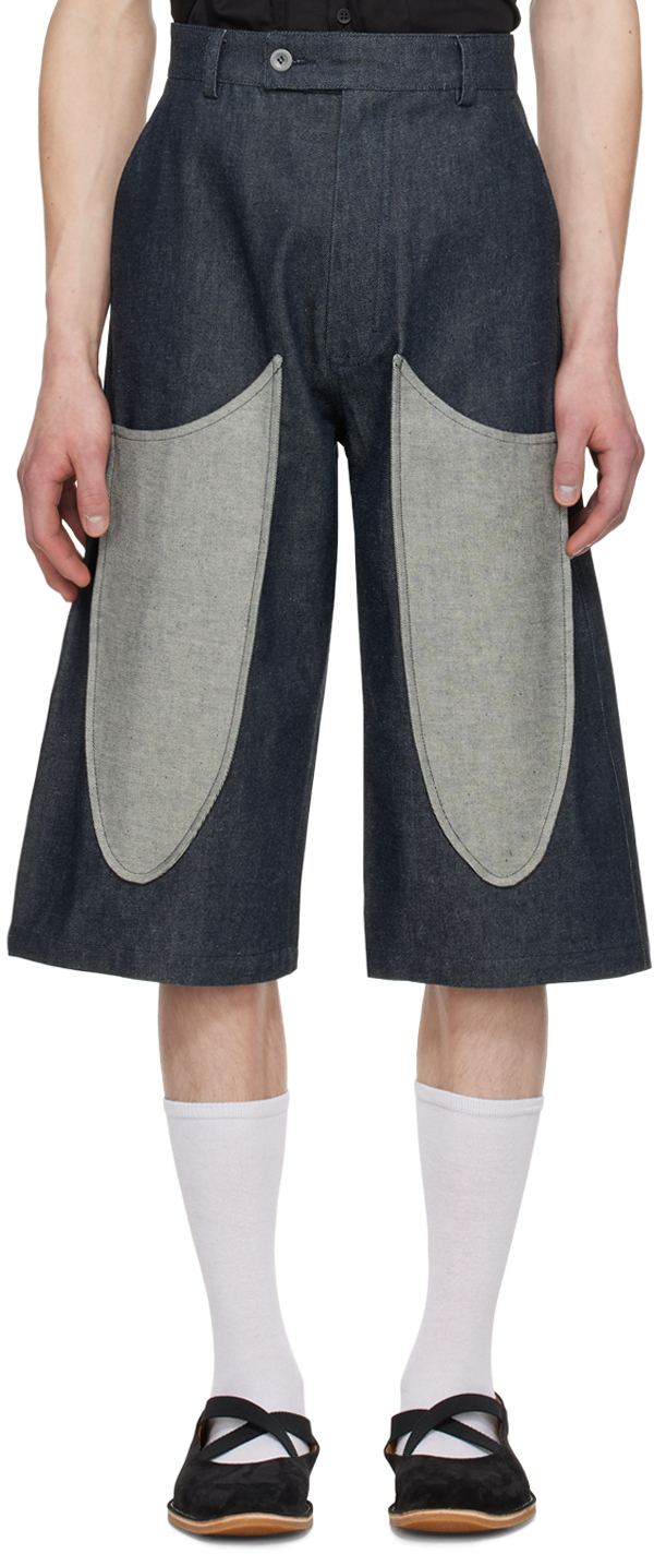 Strongthe Ssense Exclusive Gray Denim Shorts In Indigo
