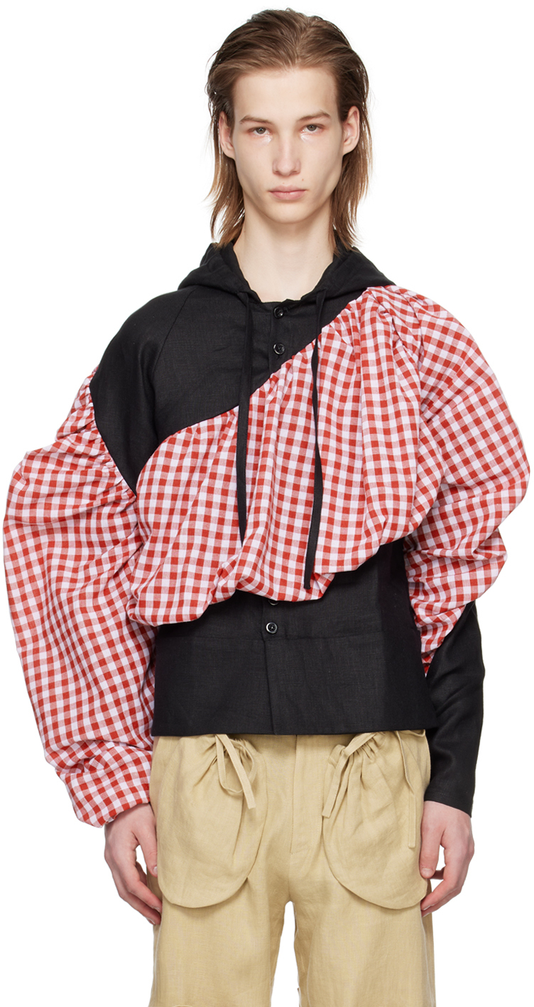 Shop Strongthe Ssense Exclusive Red & Black Floating Hoodie In Red Checked/black