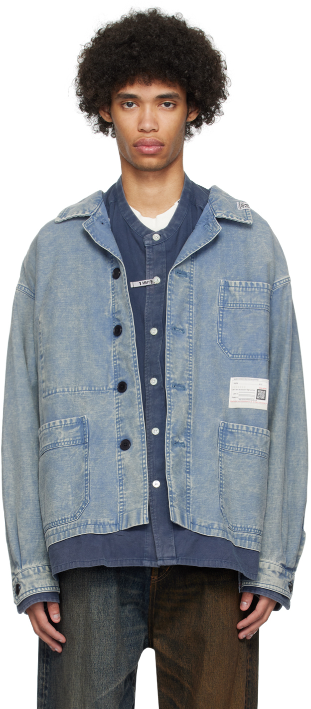 Blue Layered Denim Shirt by MIHARAYASUHIRO on Sale