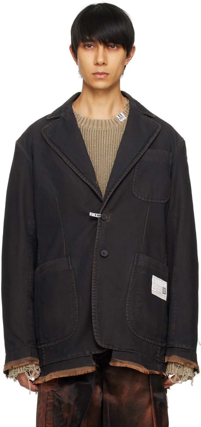 Maison MIHARA YASUHIROのブラック ダメージ デニム テーラード