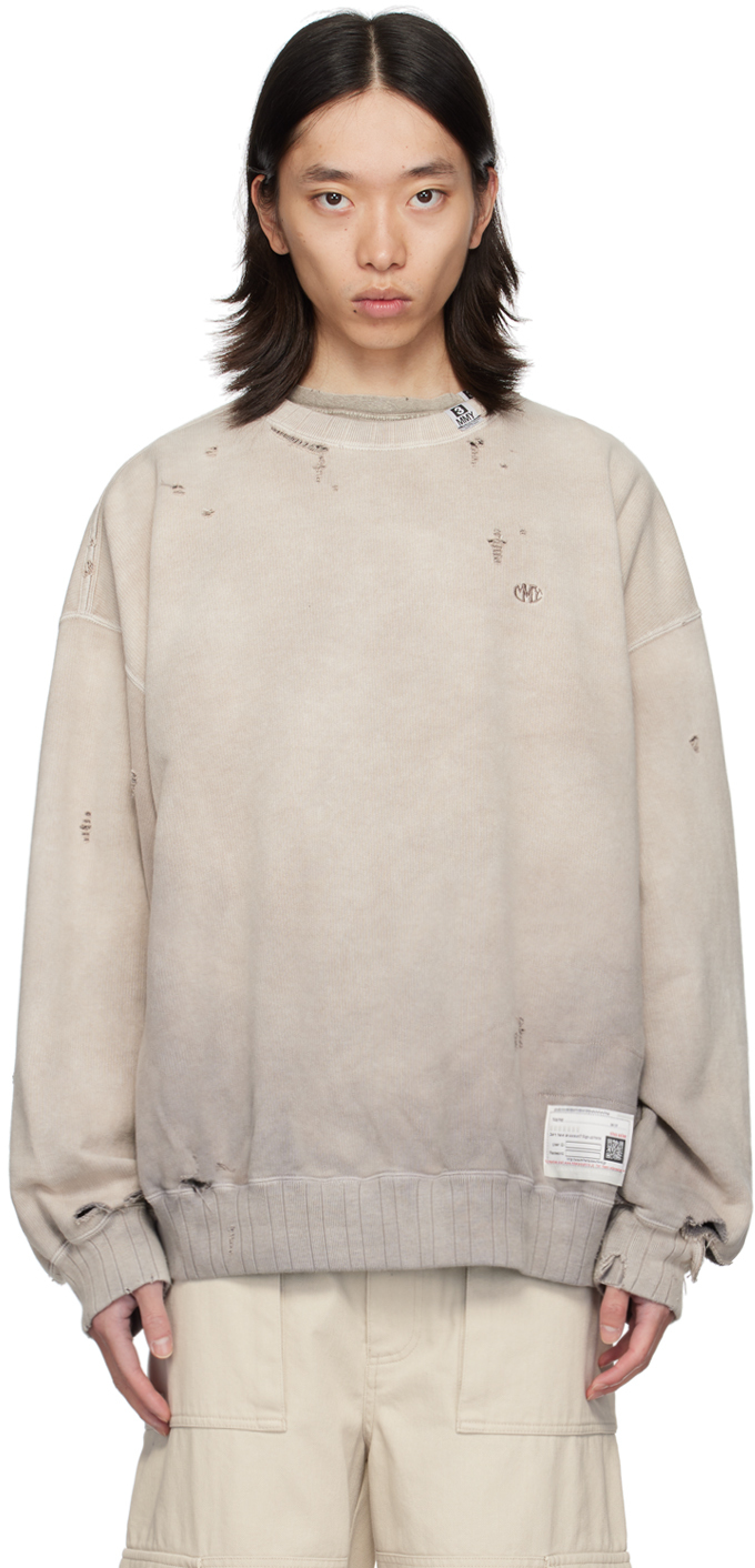 Beige Distressed Sweatshirt