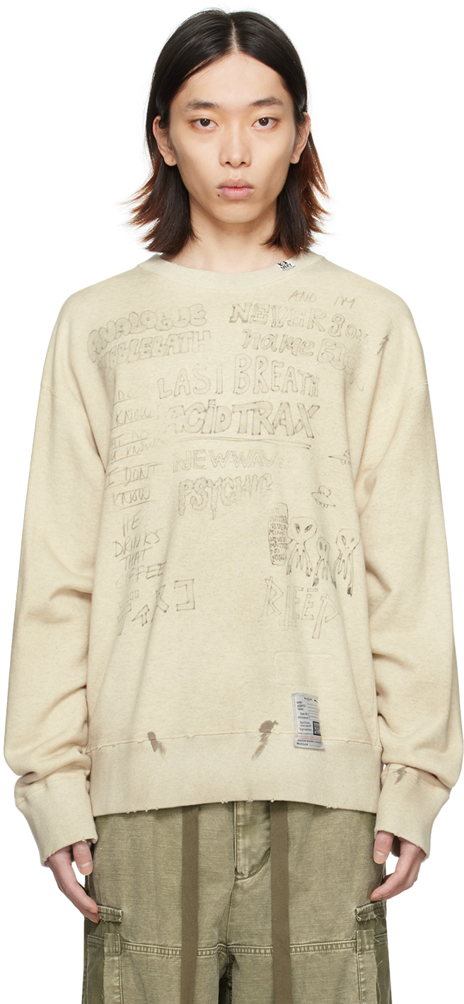 Miharayasuhiro Off-white Distressed Sweatshirt