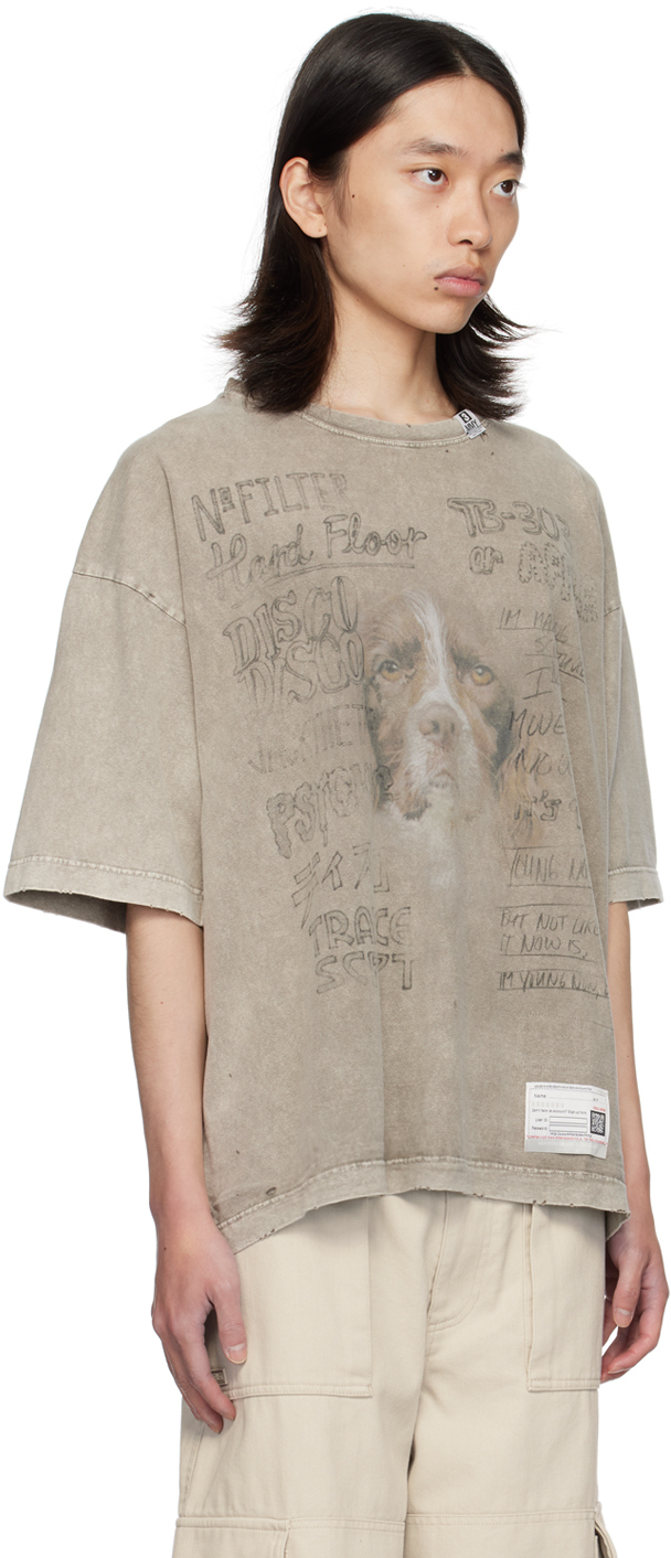 MIHARAYASUHIRO BEIGE DOG T-SHIRT 