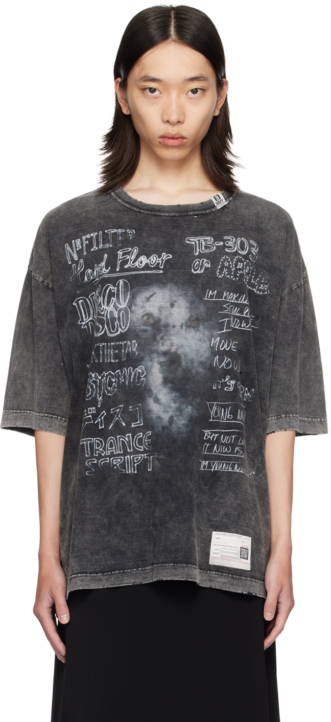 Shop Miharayasuhiro Black Bleached T-shirt