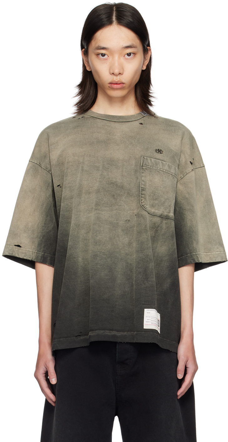 Beige & Black Sun Faded T-Shirt