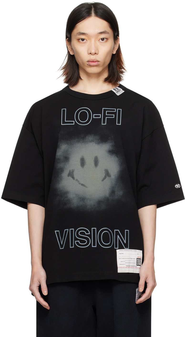 Shop Miharayasuhiro Black 'lo-fi Vision' T-shirt