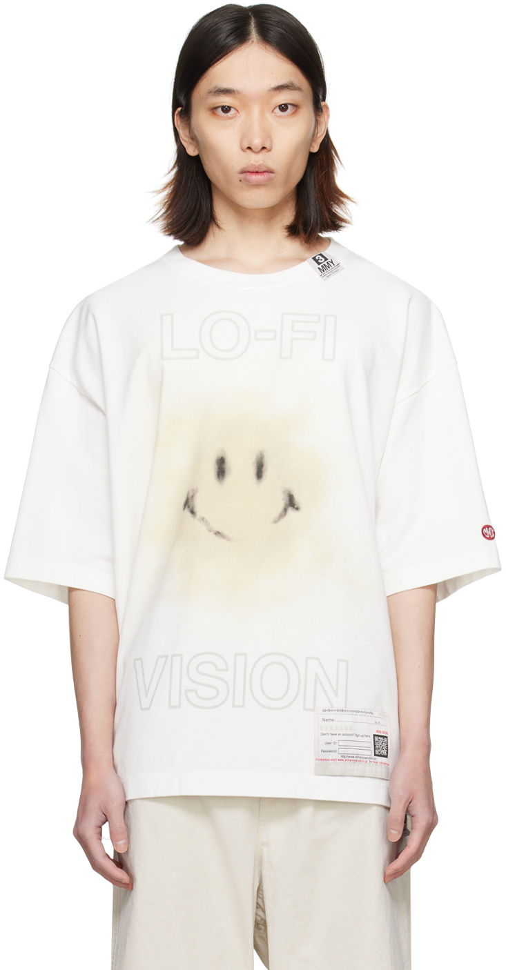Shop Miharayasuhiro White 'lo-fi Vision' T-shirt