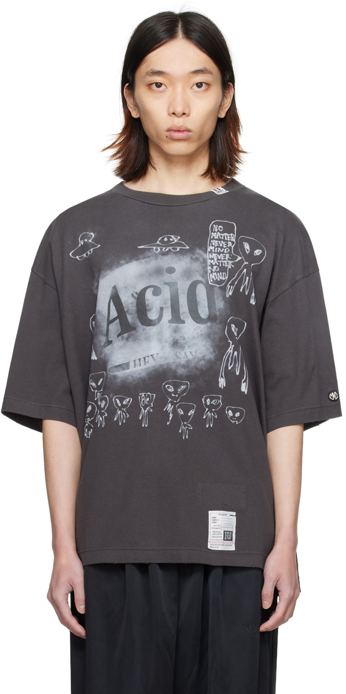 Miharayasuhiro Gray 'acid' T-shirt In Black