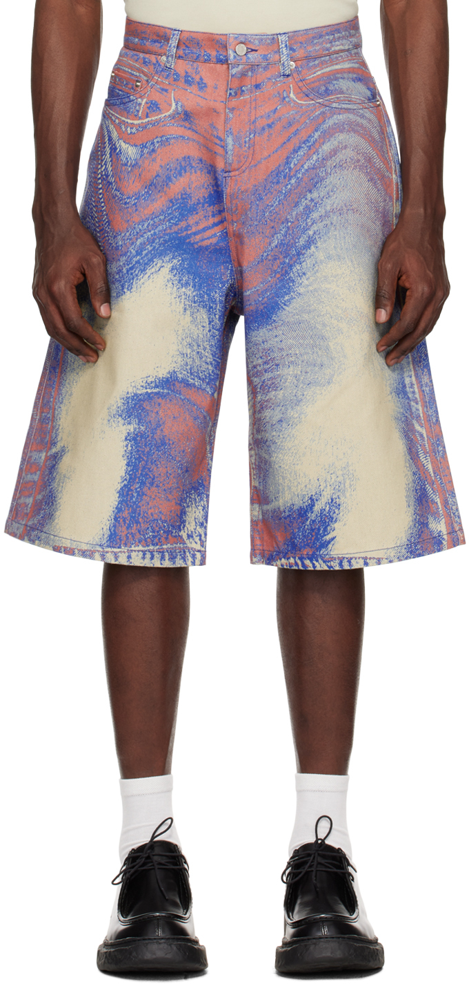 Multicolor Trompe-L'ail Denim Shorts