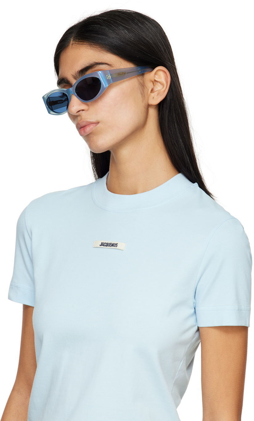 Jacquemus Blue 'les Lunettes Ovalo' Sunglasses In Blue