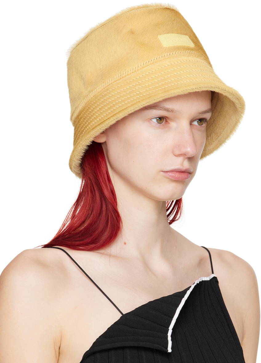 Shop Jacquemus Beige Les Sculptures 'le Bob Sperone' Bucket Hat In 205 Pale Yellow