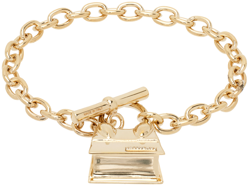 Shop Jacquemus Gold Le Raphia 'le Bracelet Chiquito Barre' Bracelet In 270 Light Gold