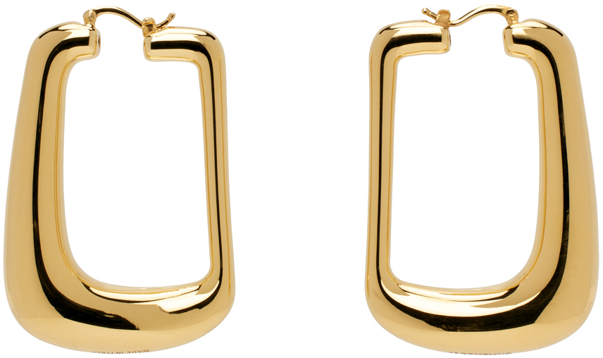Shop Jacquemus Gold Les Sculptures 'les Boucles Ovalo' Earrings In 270 Light Gold