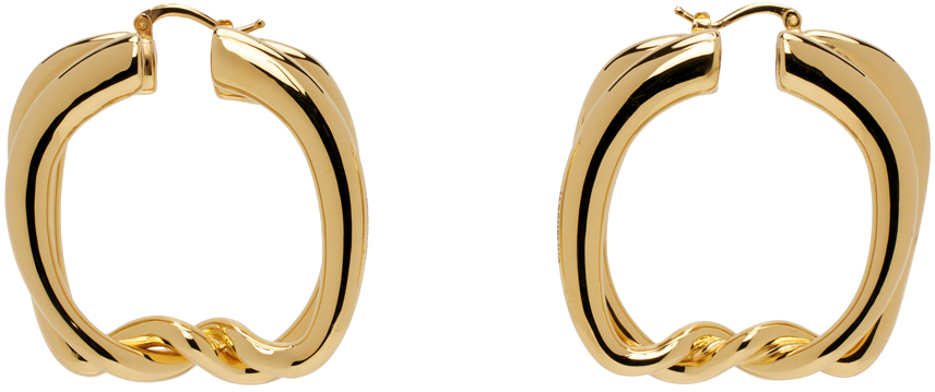 Shop Jacquemus Gold 'les Petites Creoles Nodi' Earrings In 270 Light Gold
