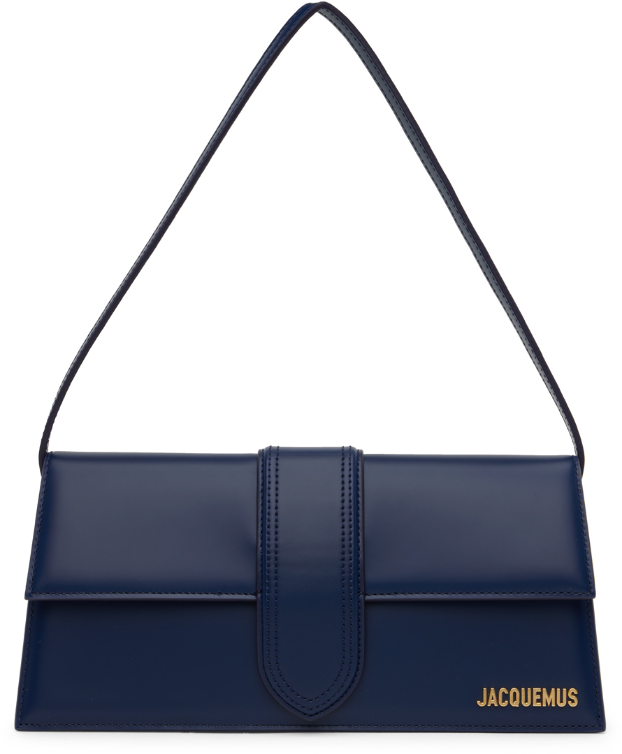 Navy Blue Faux Leather Tote Bag