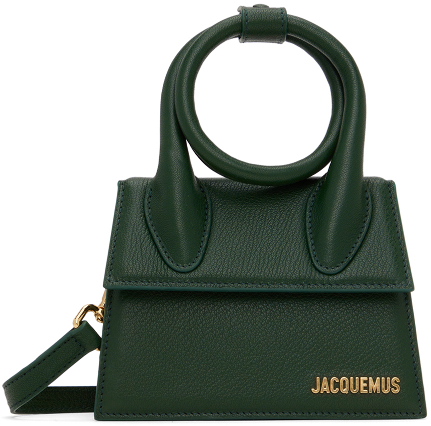 Jacquemus Green 'le Chiquito Noeud Boucle' Bag In 590 Dark Green