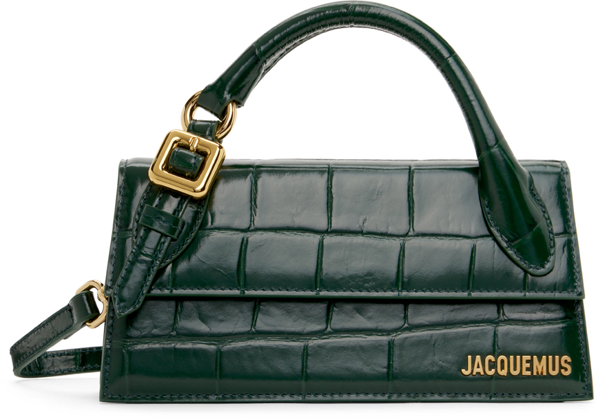 Jacquemus Green 'le Chiquito Long Boucle' Bag In 590 Dark Green