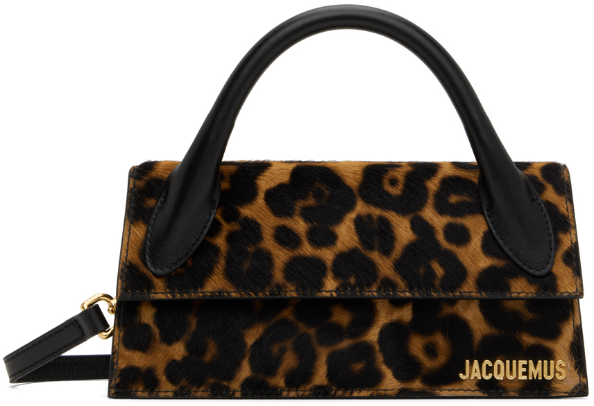 Jacquemus Black & Brown 'le Chiquito Long' Bag In 8bq Print Leopard Br