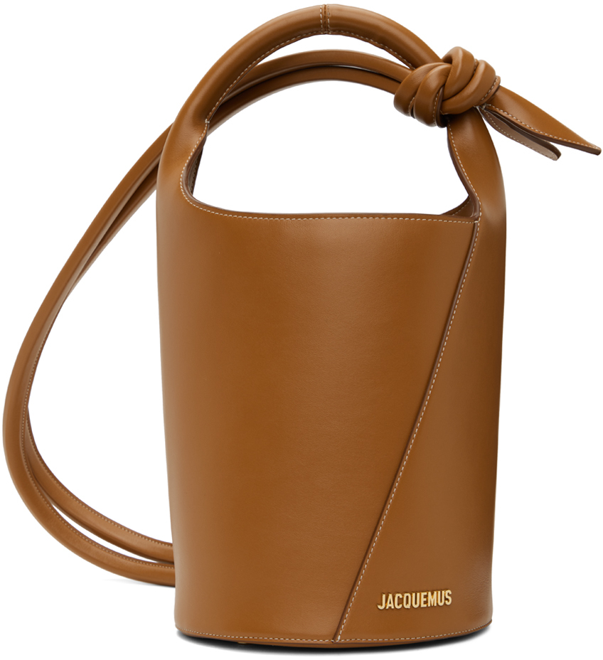 Jacquemus Le Petit Tourni Leather Bucket Bag In 811 Light Brown 2