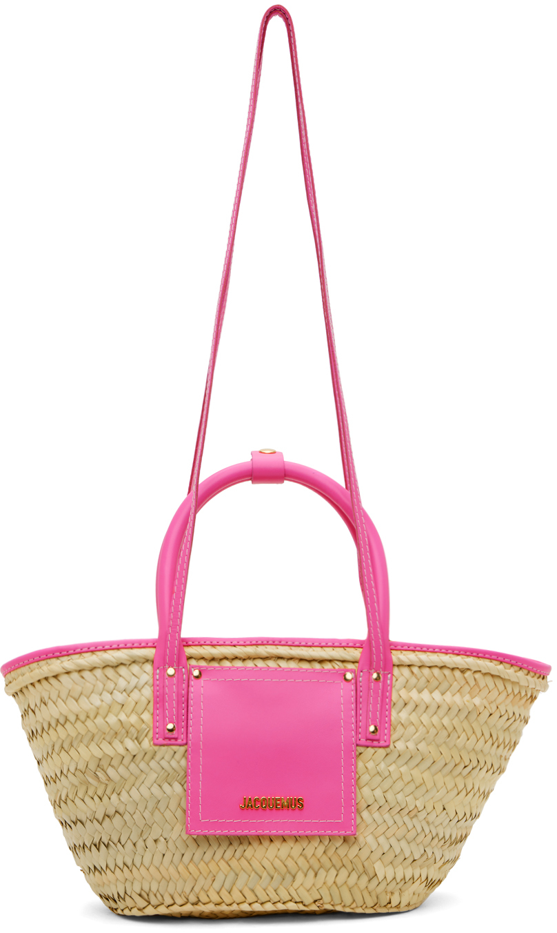 Jacquemus pink straw discount bag