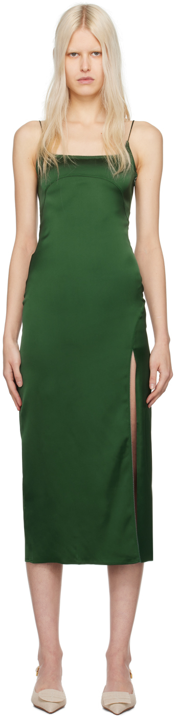Jacquemus Green 'la Robe Notte' Midi Dress In 590 Dark Green