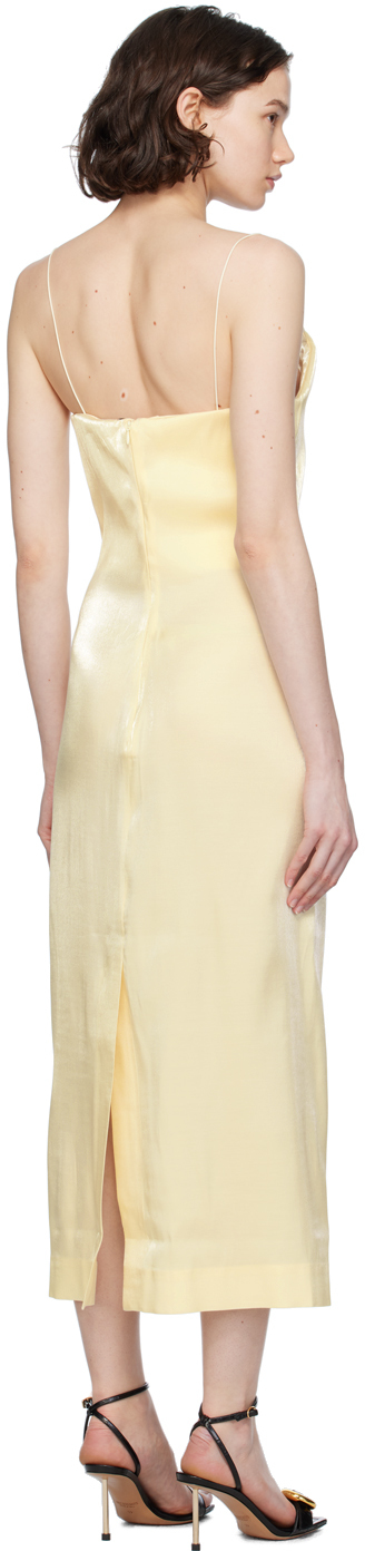 Jacquemus La Robe Carino Satin Midi Dress In 205 Pale Yellow