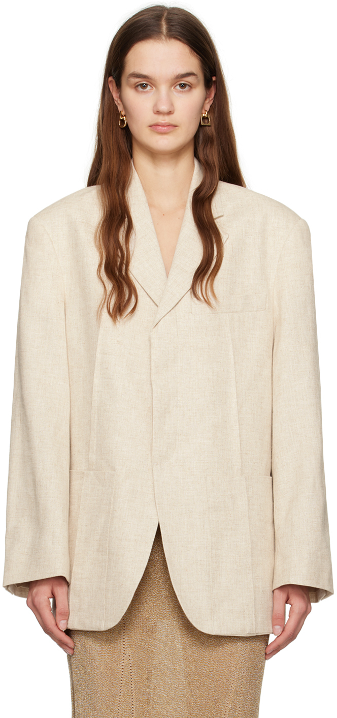 JACQUEMUS: Beige Le Chouchou 'La veste d'Homme' Blazer | SSENSE