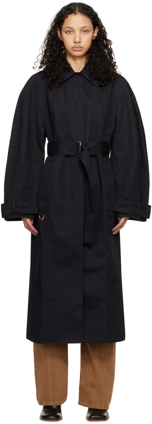 Shop Jacquemus Black Les Classiques 'le Trench Bari' Trench Coat In 990 Black