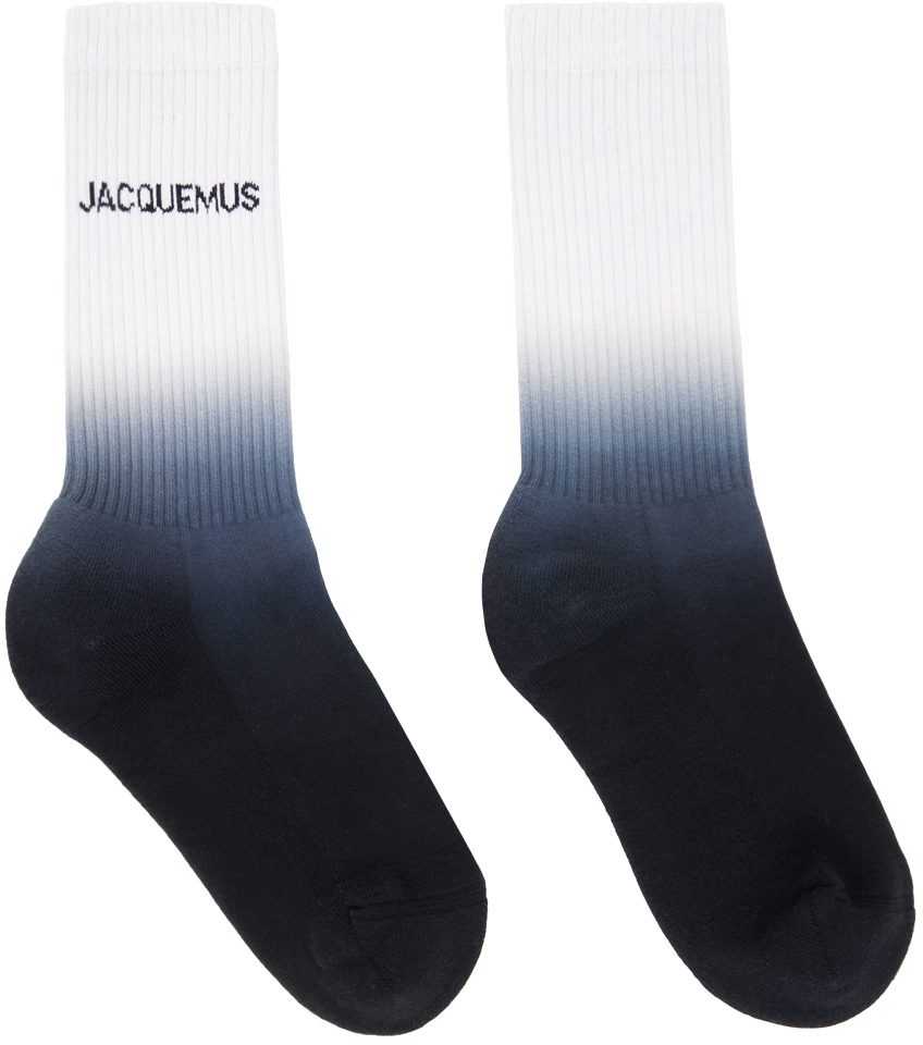 Shop Jacquemus White & Navy Les Classiques 'les Chaussettes Moisson' Socks In 380 Navy