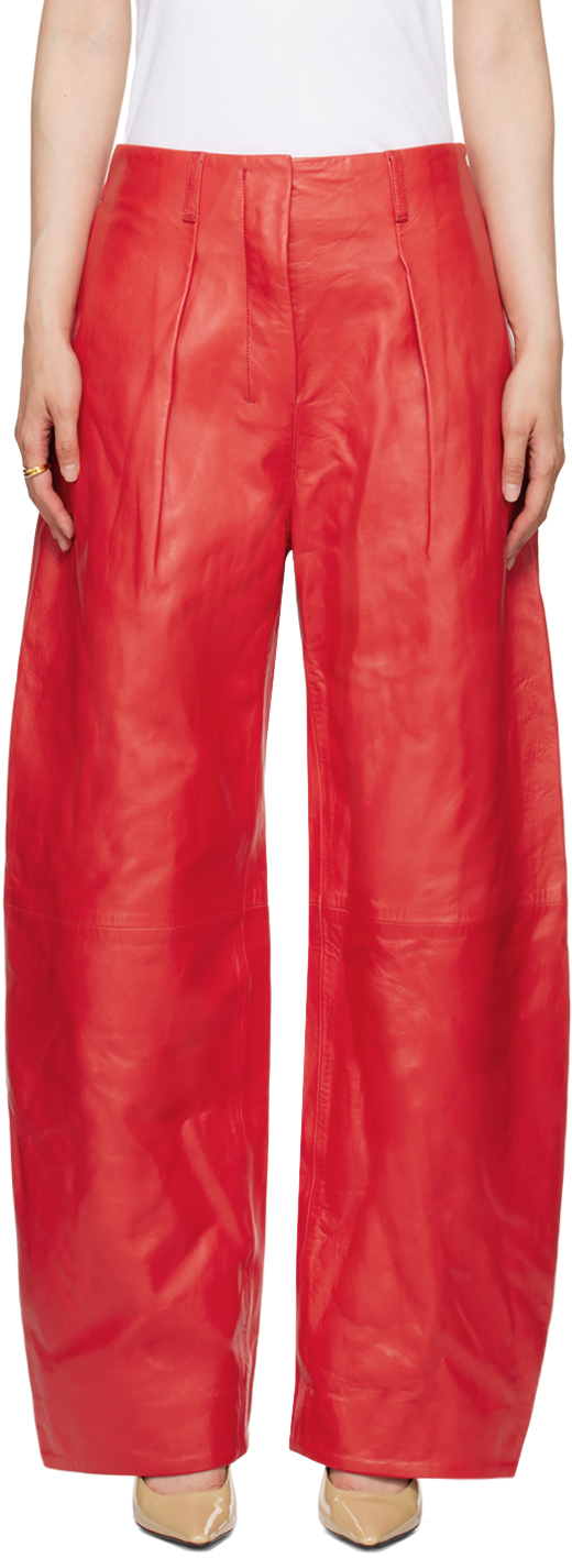Red Les Sculptures 'Le pantalon Ovalo Cuir' Leather Pants